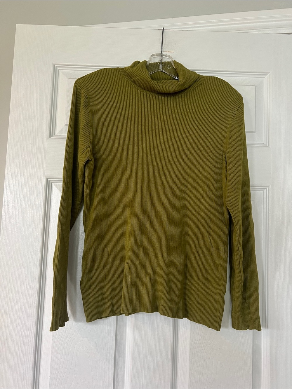 Coldwater Creek Olive Green Ribbed Knit Pullover